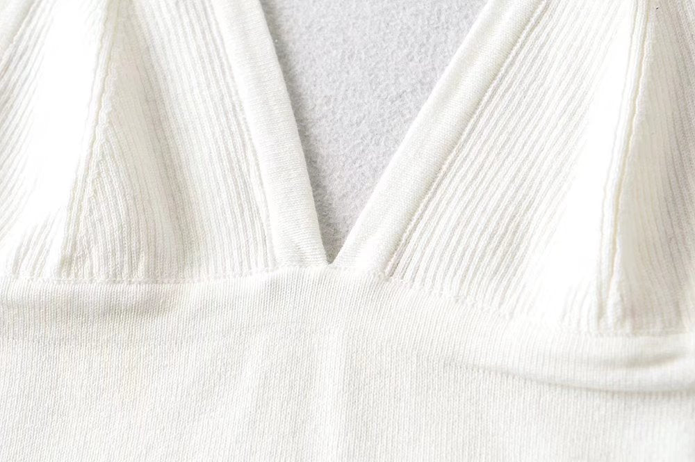 Women's 's Deep V Plunge Neck Top Basic Solid Color Knitted Small Tank Top