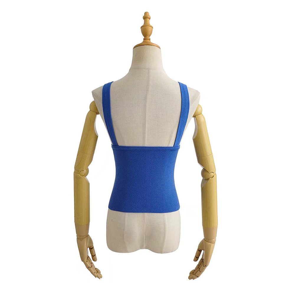 Women's 's Deep V Plunge Neck Top Basic Solid Color Knitted Small Tank Top