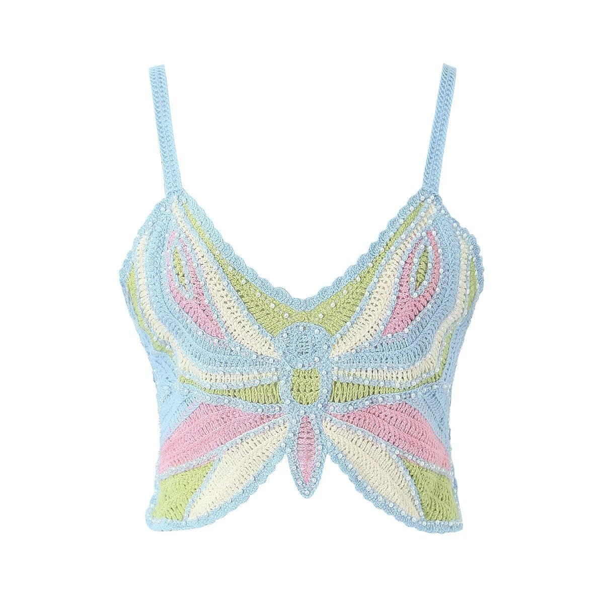Women's Beaded Crochet Bow Top
