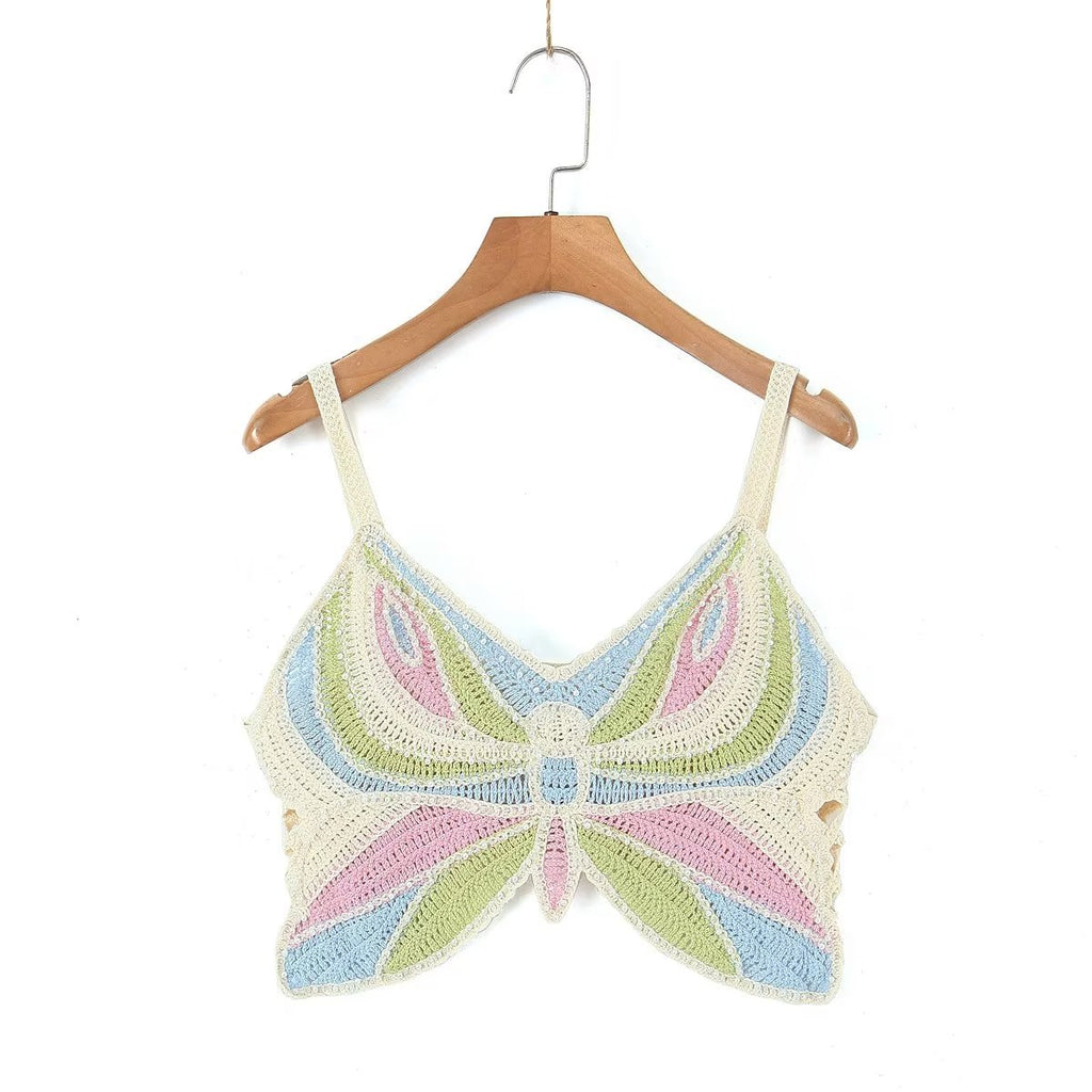Women's Beaded Crochet Bow Top