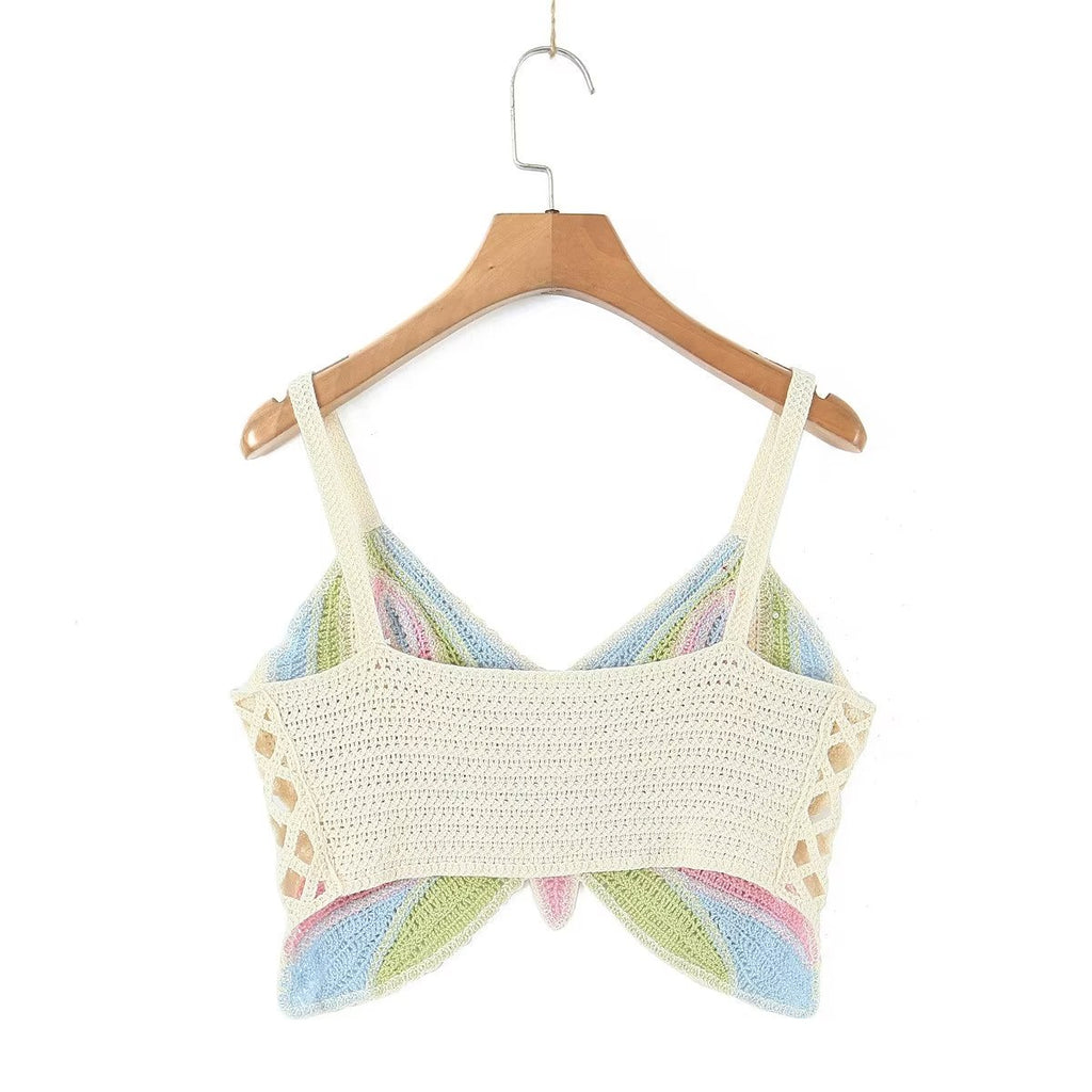 Women's Beaded Crochet Bow Top
