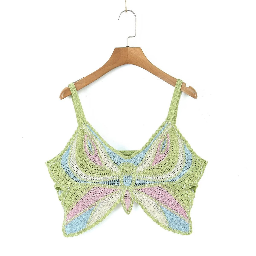 Women's Beaded Crochet Bow Top