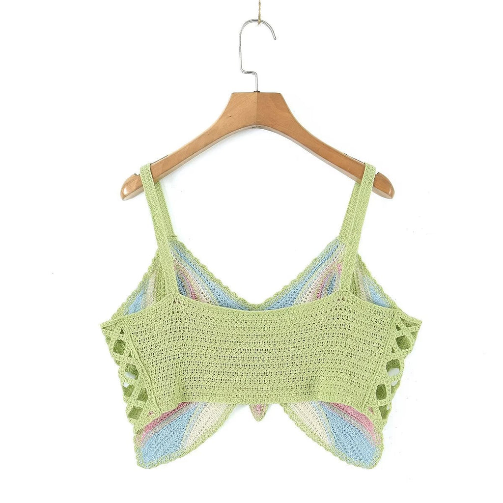 Women's Beaded Crochet Bow Top