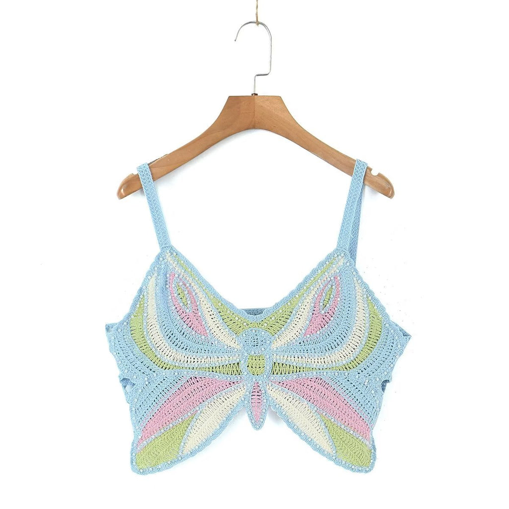 Women's Beaded Crochet Bow Top