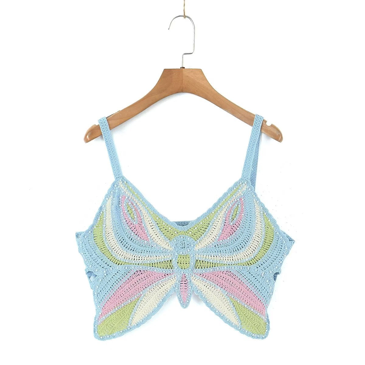 Women's Beaded Crochet Bow Top