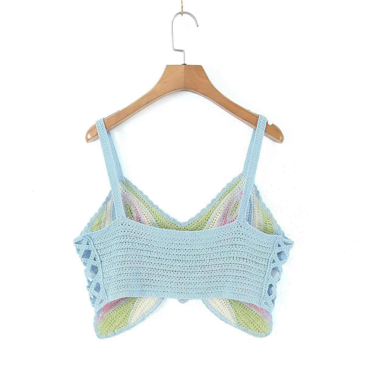 Women's Beaded Crochet Bow Top