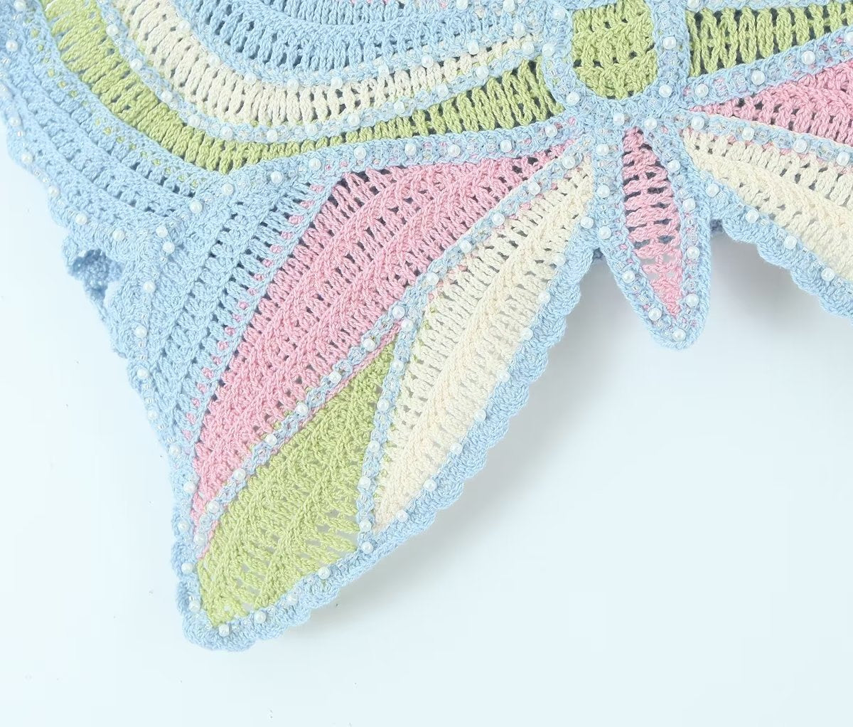 Women's Beaded Crochet Bow Top