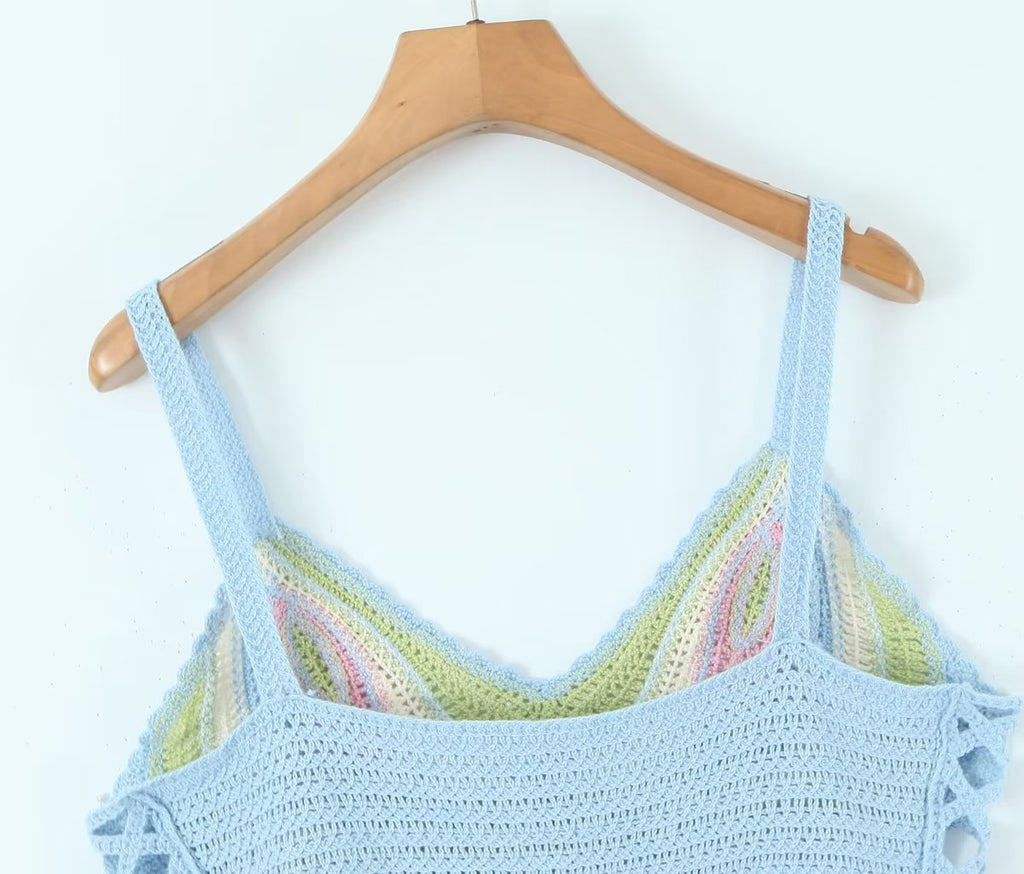 Women's Beaded Crochet Bow Top