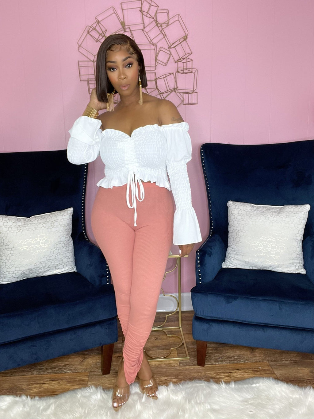 Women's Off-Shoulder Drawstring Lace Crop Top