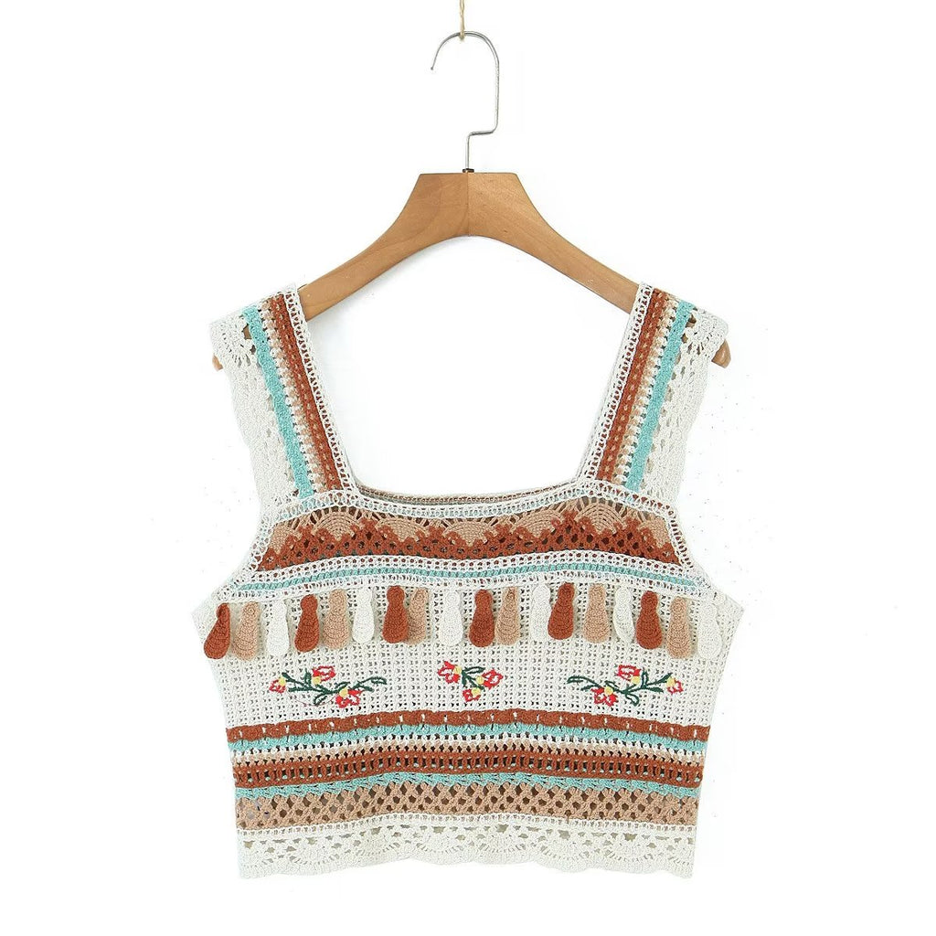 Women’s Vintage Embroidered Tassel Camisole