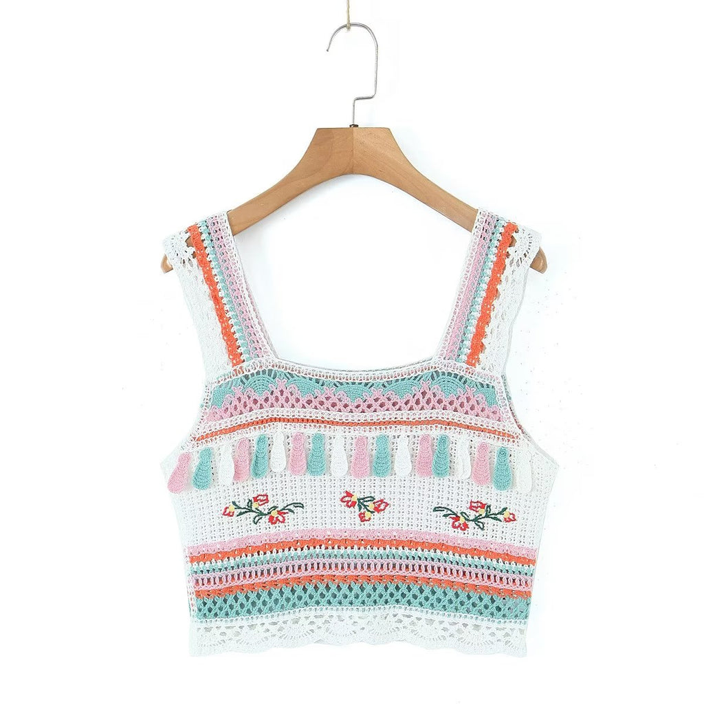 Women’s Vintage Embroidered Tassel Camisole