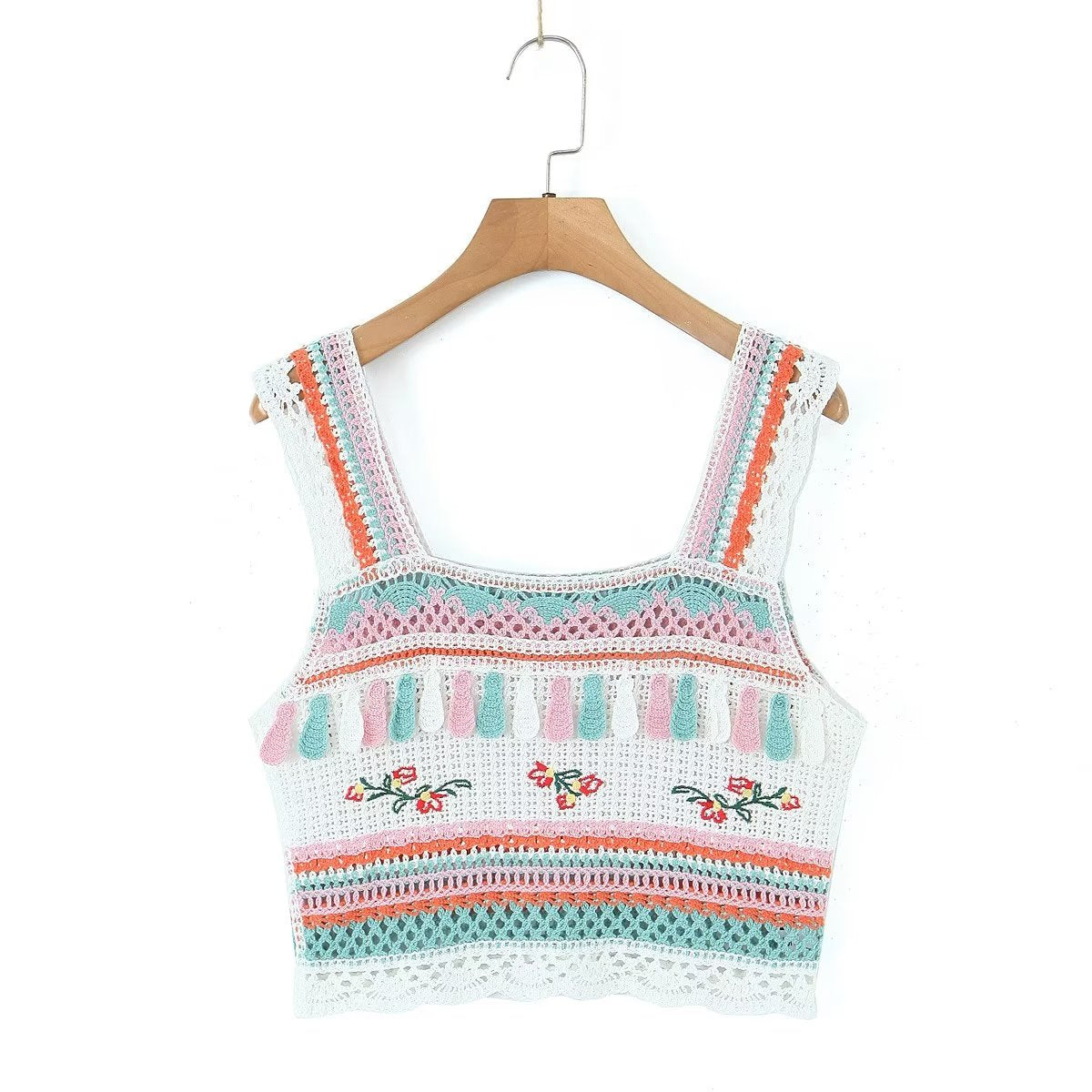 Women’s Vintage Embroidered Tassel Camisole