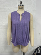 Women's Elegant Pleated V Neck Vest Top T