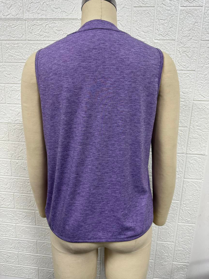 Women's Elegant Pleated V Neck Vest Top T