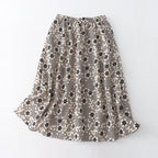 Women's Autumn Embossed Flocking Floral A-Line Skirt Autumn