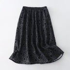 Women's Autumn Embossed Flocking Floral A-Line Skirt Autumn