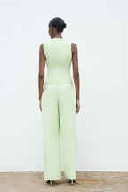 Clothing Elegance Sleeveless V-Neck Vest Jacket Casual Trousers