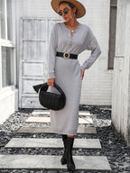 Autumn Winter Button Knitwear Dress Office Women Sweater Women