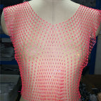 V-neck Fluorescent Rose Red