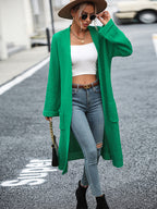 Women's Autumn Winter Solid Color Knitwear Pocket Coat Sweater