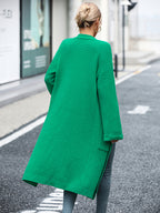 Women's Autumn Winter Solid Color Knitwear Pocket Coat Sweater
