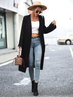 Women's Autumn Winter Solid Color Knitwear Pocket Coat Sweater