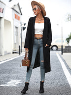 Women's Autumn Winter Solid Color Knitwear Pocket Coat Sweater