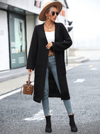 Women's Autumn Winter Solid Color Knitwear Pocket Coat Sweater