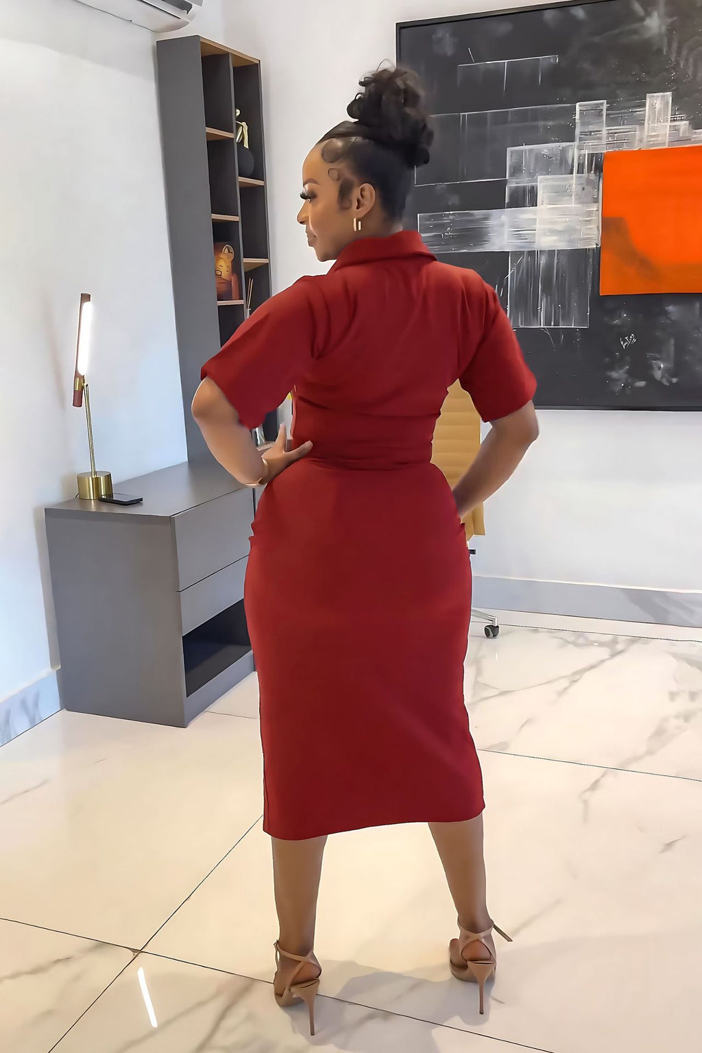 Women's Short-Sleeve Split Two-Piece Skirt Set