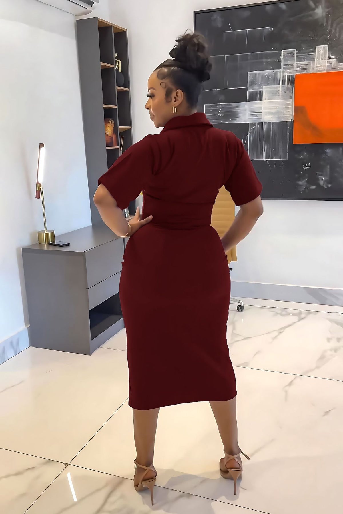 Women's Short-Sleeve Split Two-Piece Skirt Set