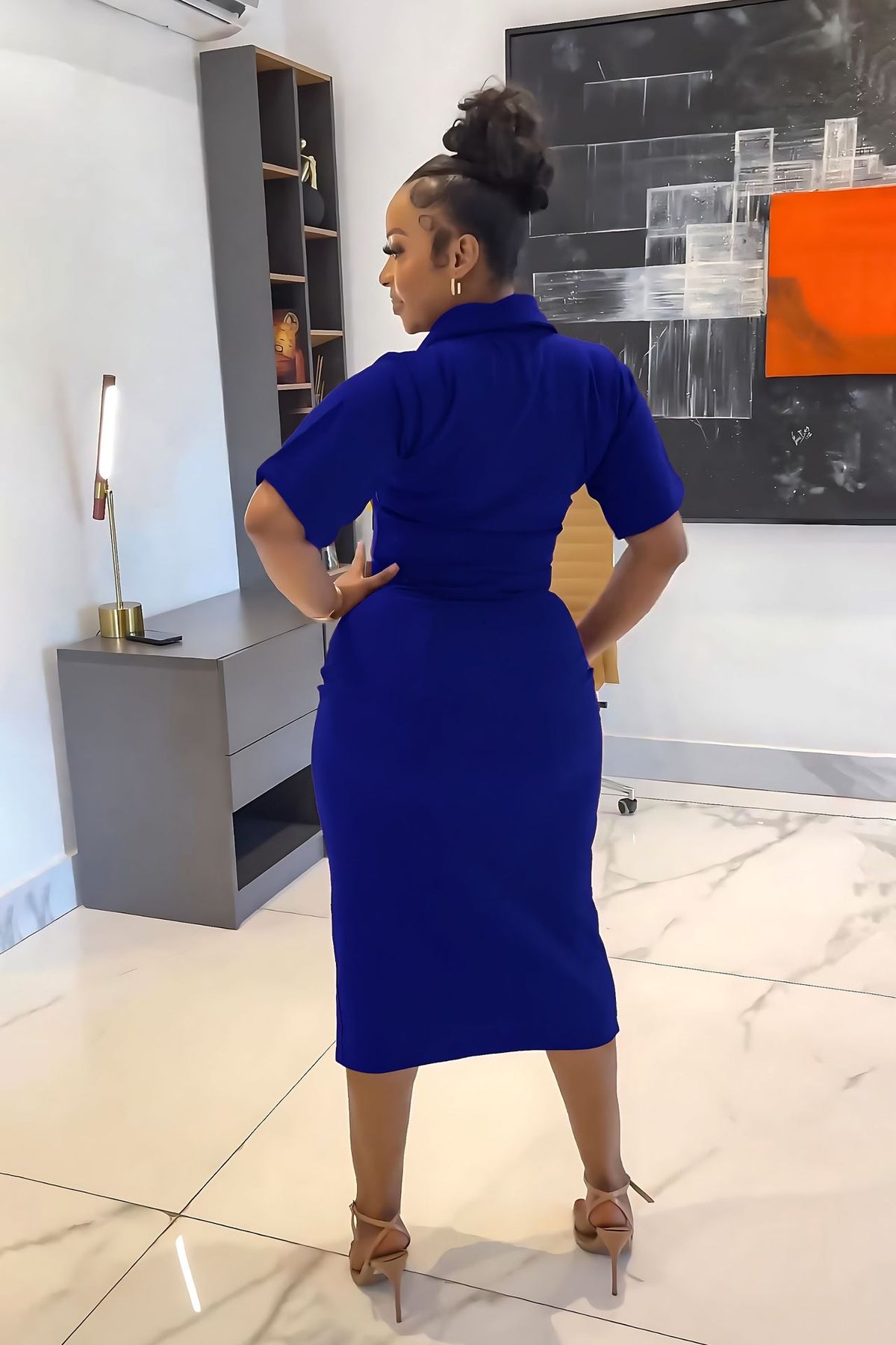 Women's Short-Sleeve Split Two-Piece Skirt Set
