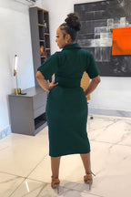 Women's Short-Sleeve Split Two-Piece Skirt Set