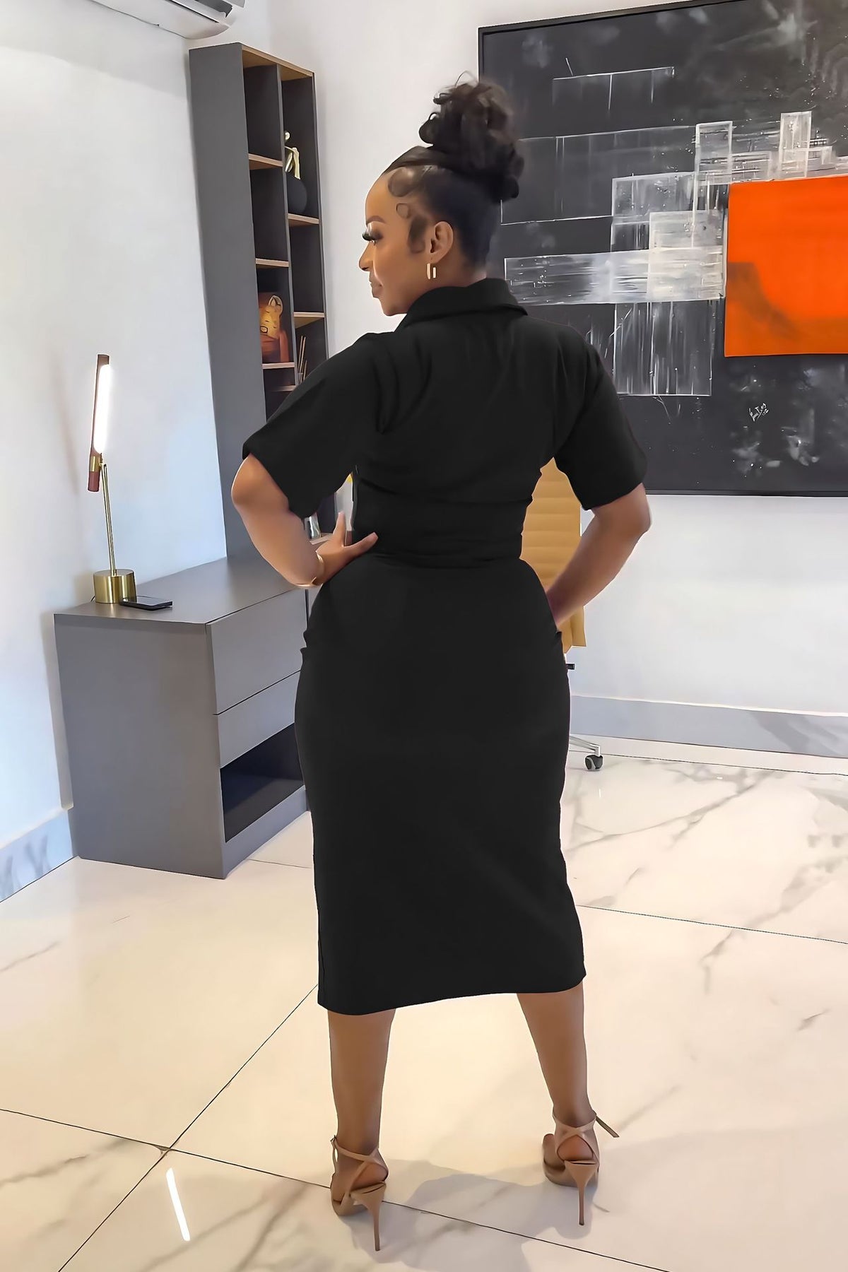 Women's Short-Sleeve Split Two-Piece Skirt Set