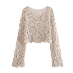 Women's Crochet Round Neck Knitted Top