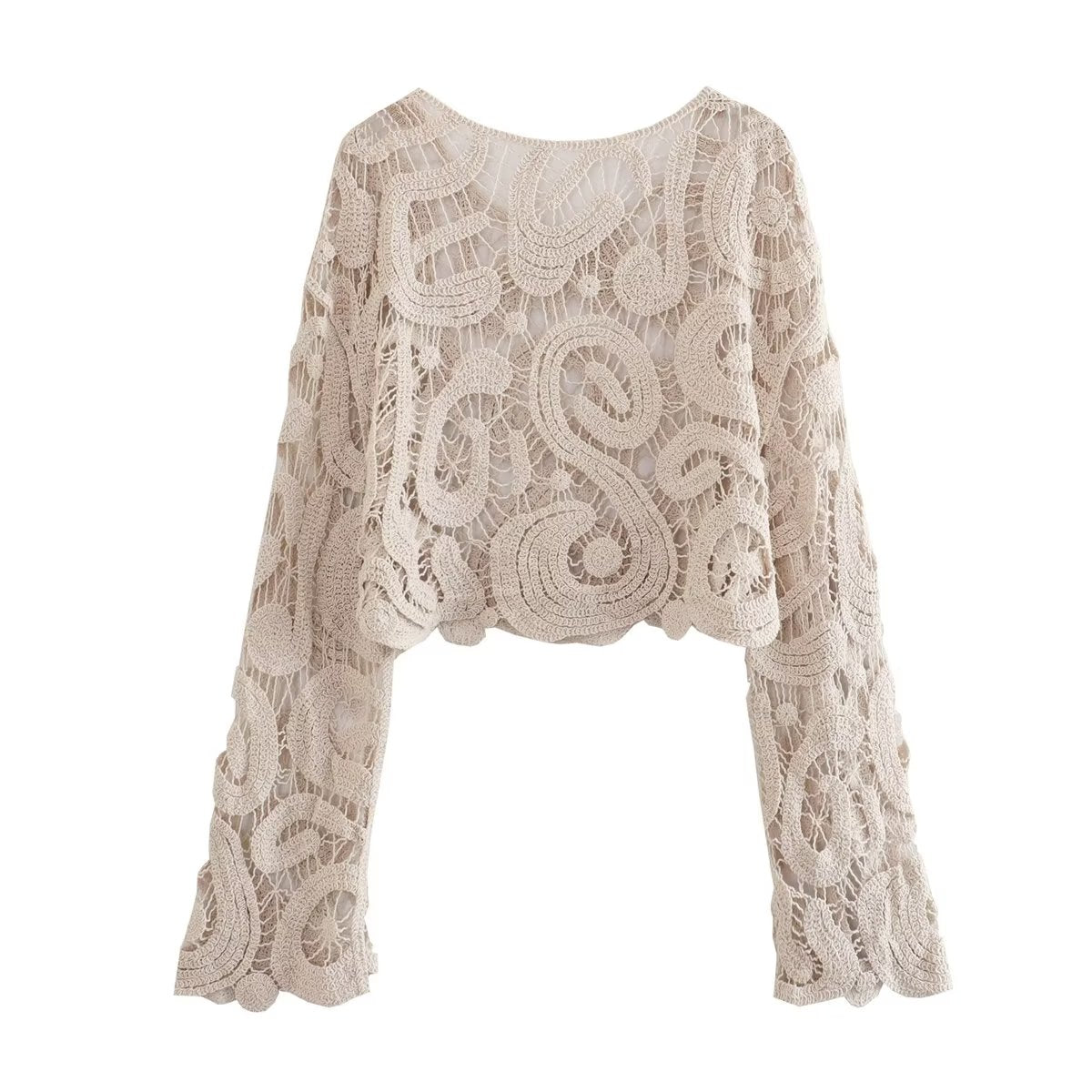 Women's Crochet Round Neck Knitted Top
