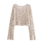 Women's Crochet Round Neck Knitted Top