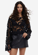 Women's Crochet Round Neck Knitted Top