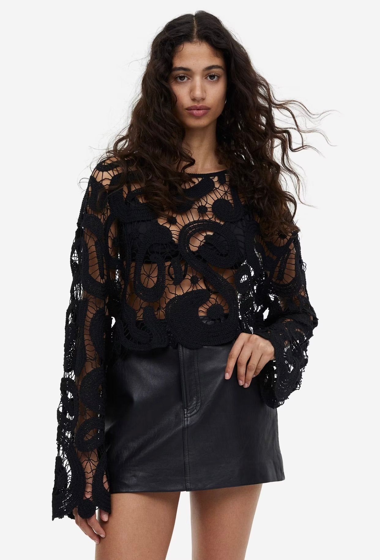 Women's Crochet Round Neck Knitted Top