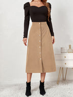 Boutique Corduroy Single Breasted High Waist Autumn Skirt