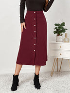 Boutique Corduroy Single Breasted High Waist Autumn Skirt