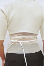Women's Lace Up Backless Sweater Skinny Short Knitted T-Shirt