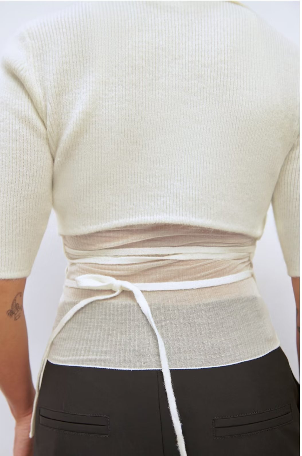 Women's Lace Up Backless Sweater Skinny Short Knitted T-Shirt