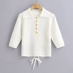 Women's Lace Up Backless Sweater Skinny Short Knitted T-Shirt