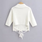 Women's Lace Up Backless Sweater Skinny Short Knitted T-Shirt