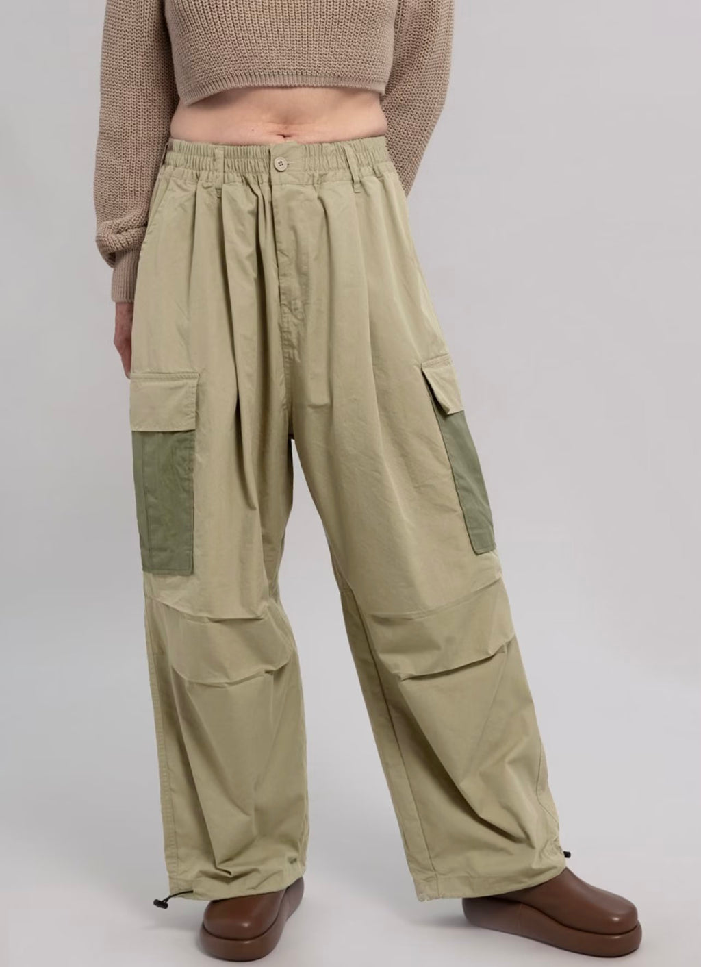 French Loose High Waist Color Matching Overalls Skirt