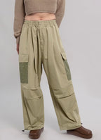 French Loose High Waist Color Matching Overalls Skirt