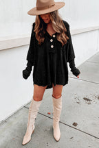 Brown Mineral Dyed Vintage Waffle Smock Top Loose T-Shirt