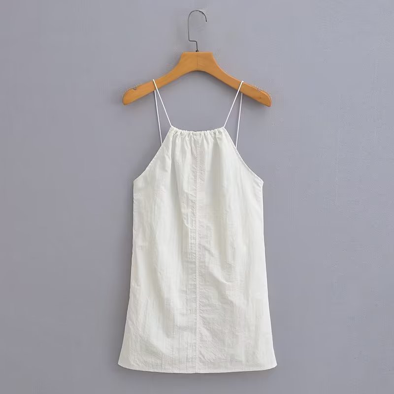 Women's Summer Women Clothing Sexy Halter White Nylon Short Dress