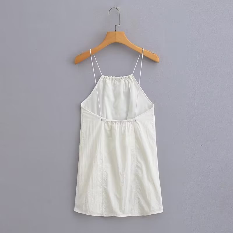 Women's Summer Women Clothing Sexy Halter White Nylon Short Dress