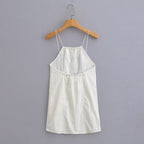 Women's Summer Women Clothing Sexy Halter White Nylon Short Dress